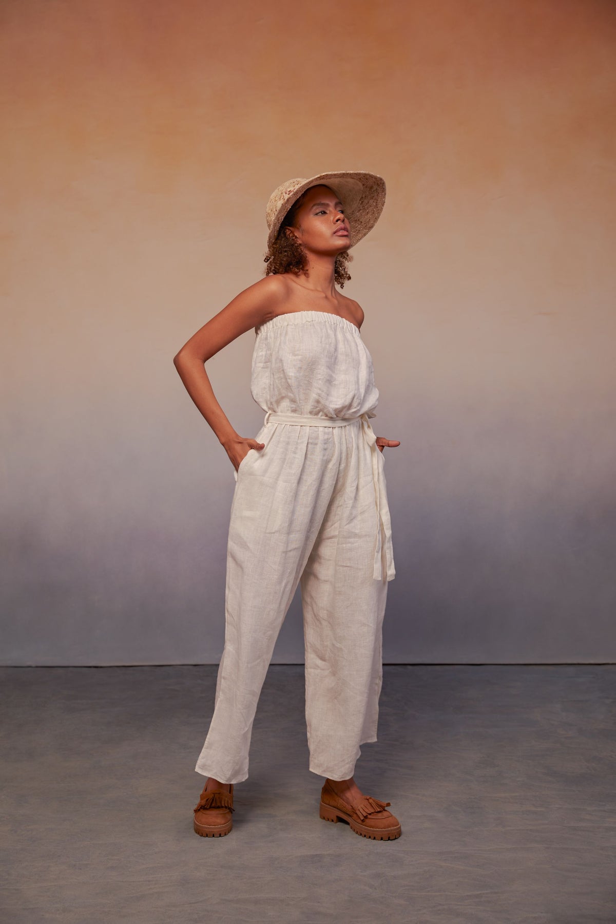 tube jumpsuit ivory