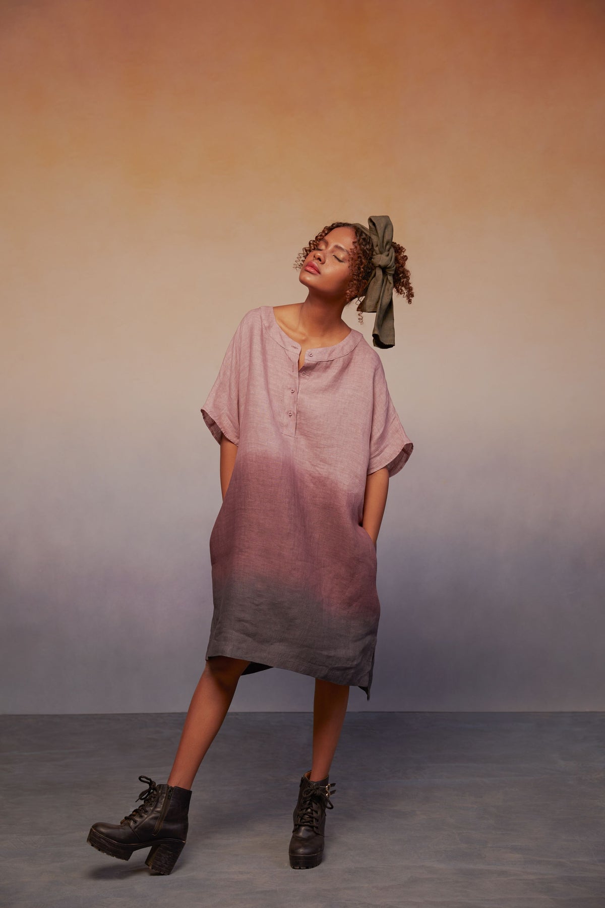 ombre block dress lavender + plum + charcoal
