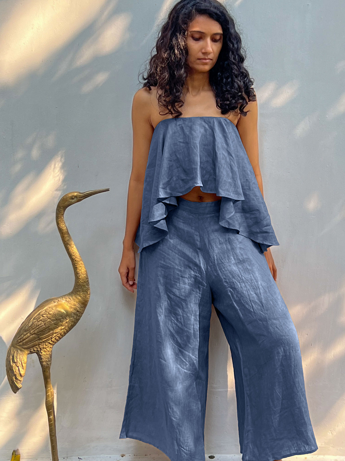 teasing top greyish blue