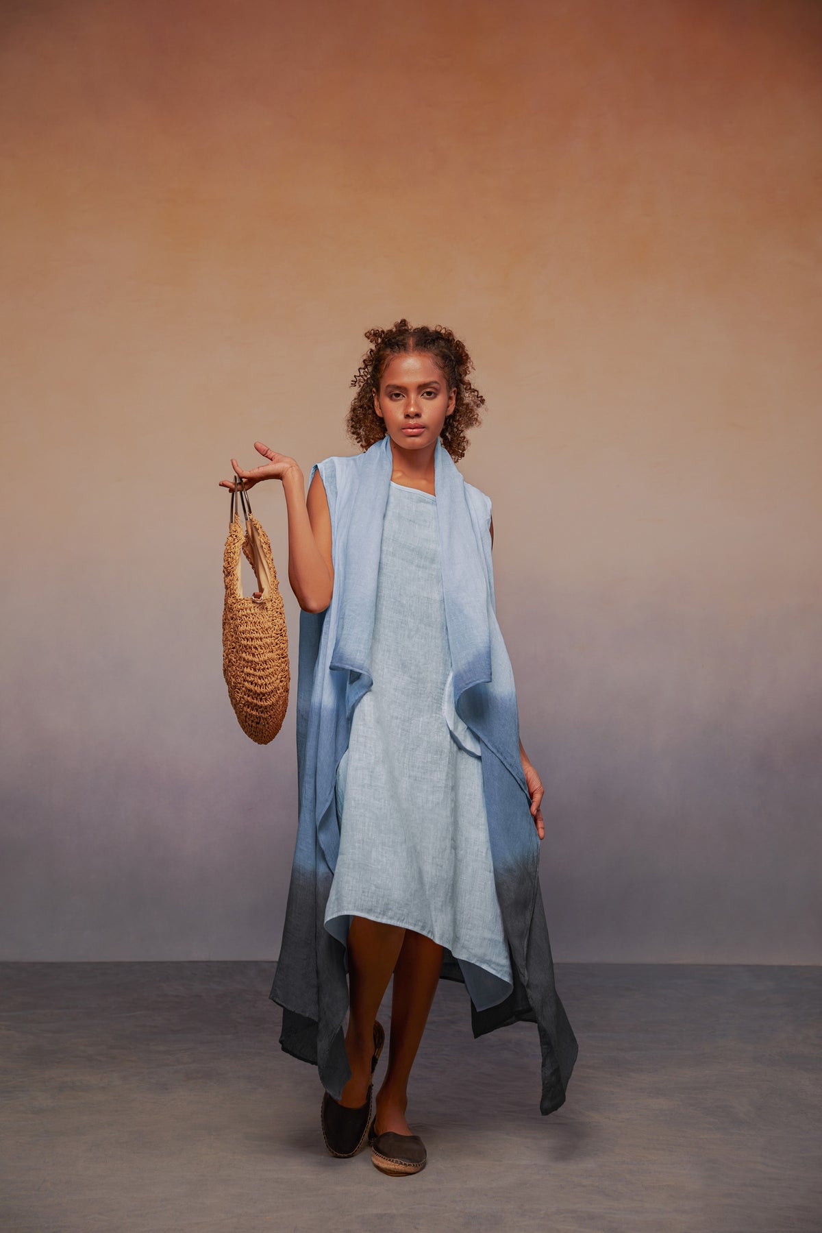 ombre kimono smoke blue + santorini blue + grey blue