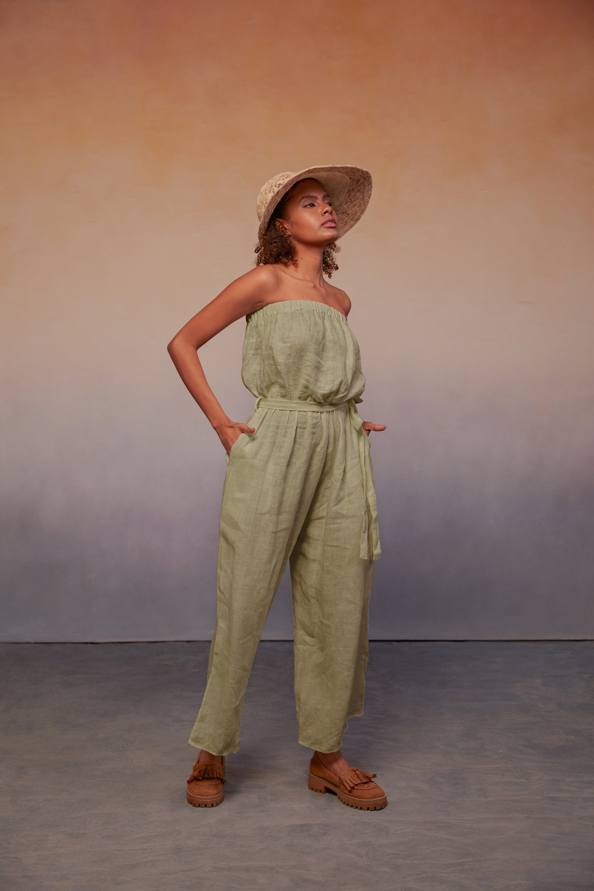 tube jumpsuit pastel green
