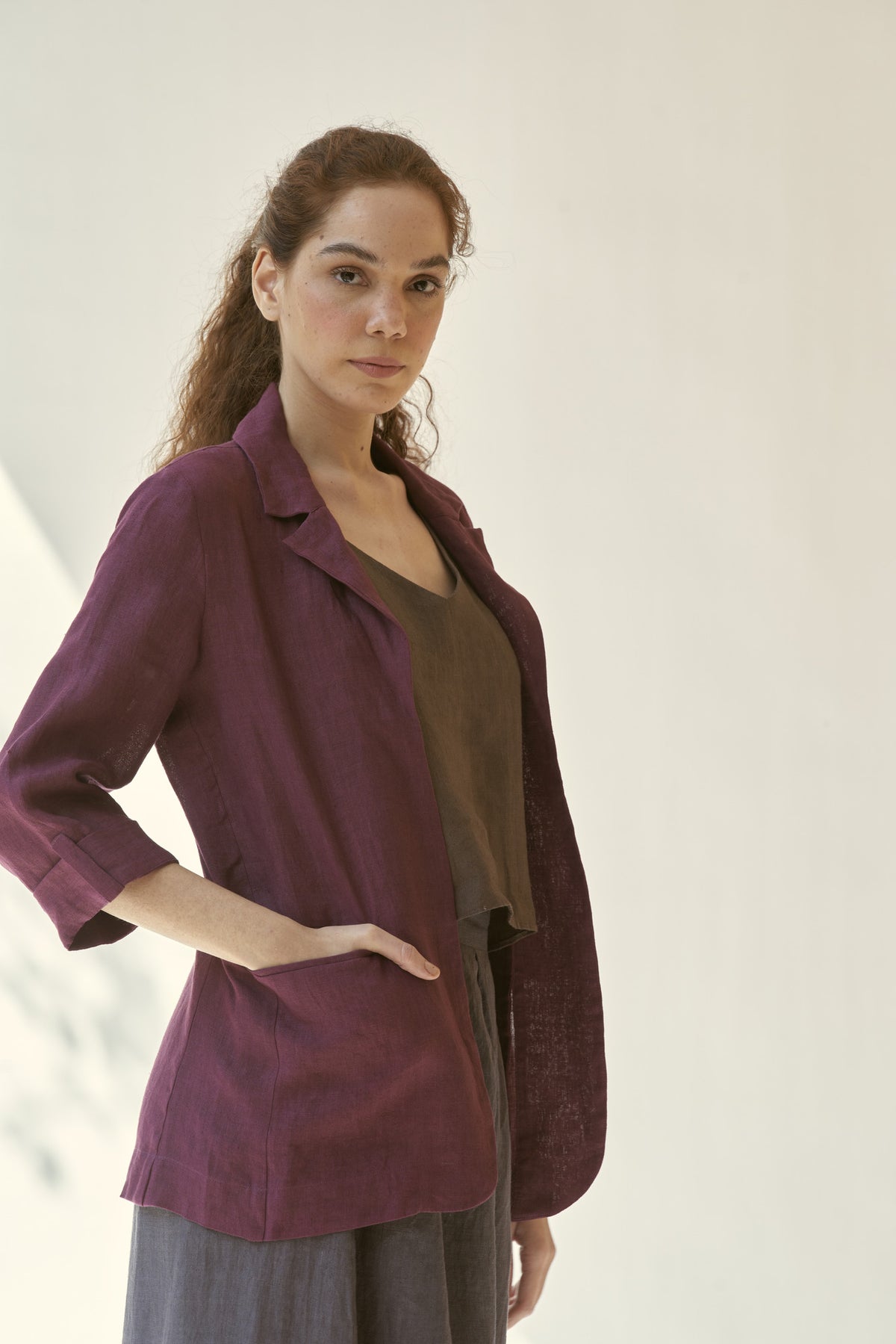 blazer solid wine