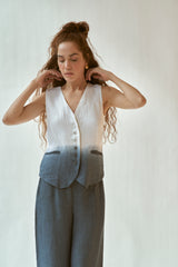 here she goes waistcoat ivory + deep blue