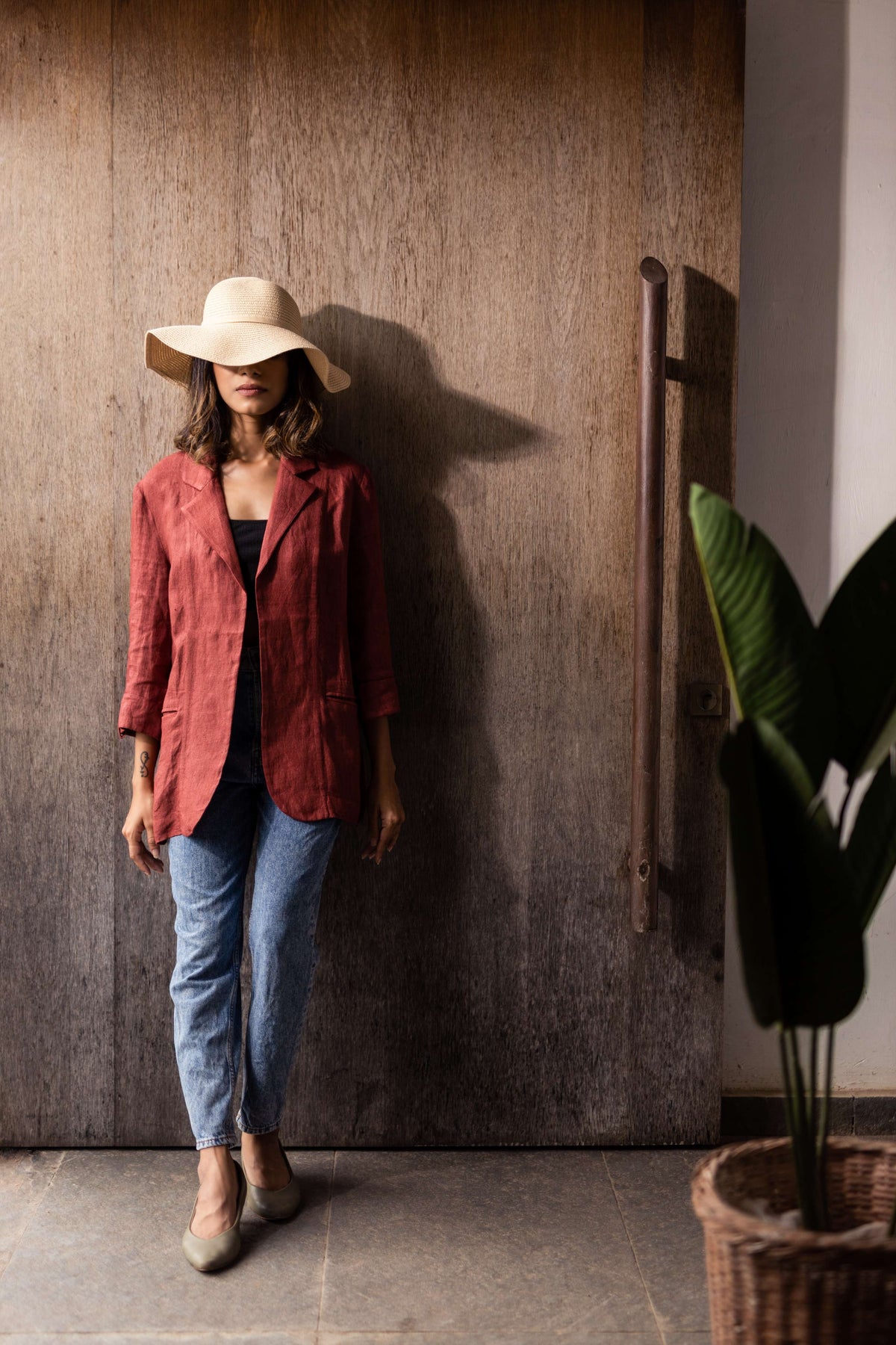 blazer solid maroon
