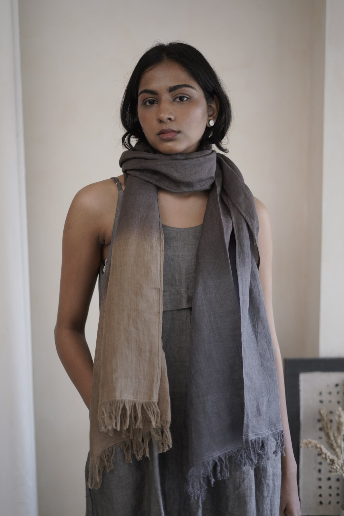 Linen Stole Ombre - Chocolate