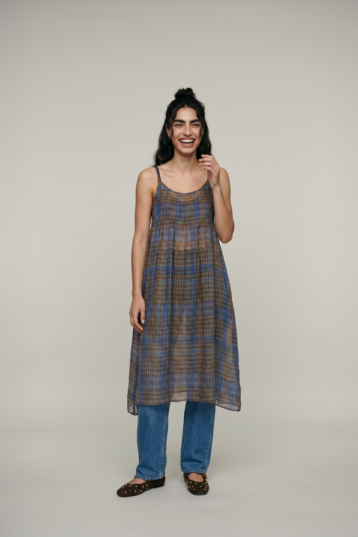 mocha weave first morning dress (with skirt slip)