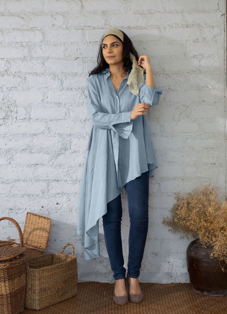 Flowy Shirt Mul Smoke Blue